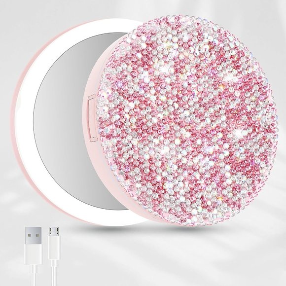 Sparkling Bling Things Other - NWT Sparkling Crystal Rhinestone Bling Pink Stocking Stuffers Makeup Bru…